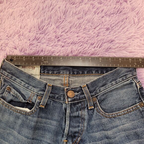 Hollister Women's Jeans 28x30 Blue Straight Denim Button Fly Mid Rise - Picture 3 of 13